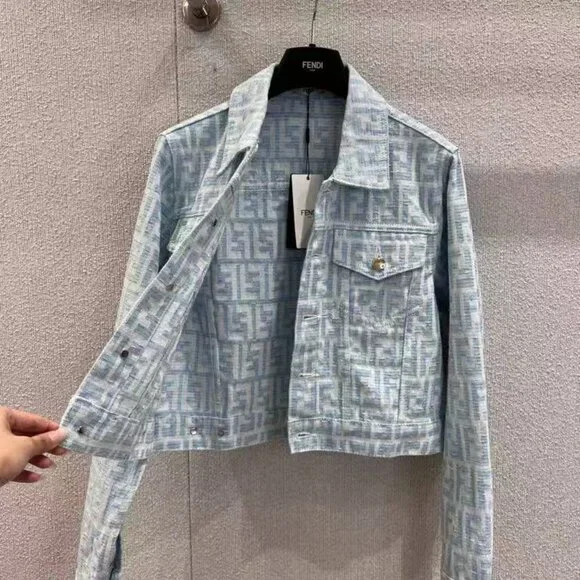 Fendi Jacquard Collar Denim Jacket - Picture 2 of 8